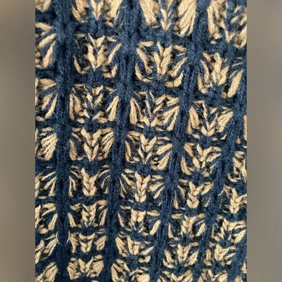 Vintage Anchor Blue Men Size Large Crewneck Sweater Textured 3D Knit 80's Retro - Picture 10 of 11